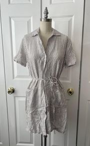 Striped Linen-style Button down dress Size xxs