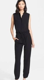 Vince Women’s Black Sleeveless Cinch Waist Business Casual Jumpsuit Size 10