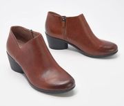 Dansko • Raina Burnished Leather Bootie brown Chestnut heeled ankle boot