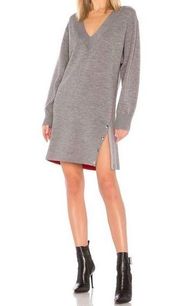 Rag & Bone Womens Wool Cotton V-Neck Sweatshirt Saralyn Dress With Snap Detail S