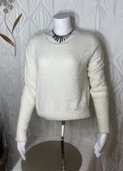 /Super Soft White Crop Long  Sleeve Sweater