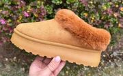 FAUX FUR PLATFORM SLIP ON BOOTIE