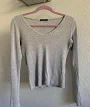 Brandy Melville Gray Ribbed Long Sleeve