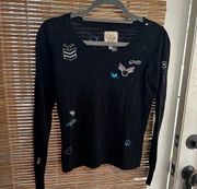 Chaser Black Embroidered  Sweater Pullover Thin Size XS