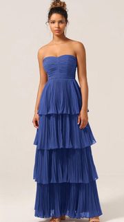 A-Line Sweetheart Floor Length Tiered Chiffon Bridesmaid Dress  