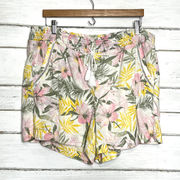 Briggs Hawaiian Floral Linen Blend Shorts Size XL