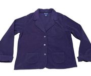 Denim & Co Womens Purple Button Front Fleece Jacket Size XL