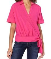 Trina Turk Pink Tour Wrap Short Sleeve Silk Cotton Top NWT Sz. XS