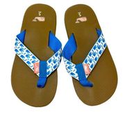 Vineyard Vines Watercolor Whale Blue Thong Flip Flops Sandals sz 5