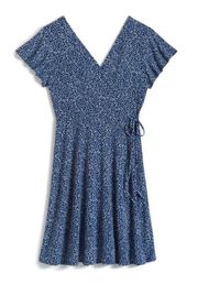 Blue Faux Wrap dress