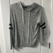 Soft Grey Hoodie Sweater with black stripes 
Size medium 
Ambiance Apparel