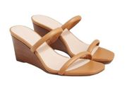 J. Crew Leather Double Strap Stacked Wedges Tan Style BP560 Size 8.5 NWT