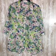 Women's Love, Fire Lightweight Button up Blouse Top Size XL