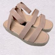 Liliana cream tan platform espadrilles Flat form Sandals sz 8.5