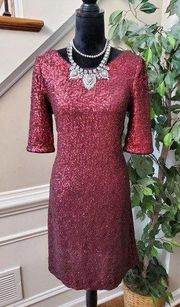 Betsey Johnson Women's Burgundy Ombre Sequin Valentine's Day Party Dress Sz 6