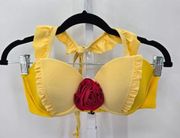 Disney Bell Rose Yellow Padded Swimwear Bra Tie Back Costume Underwire Size S/M