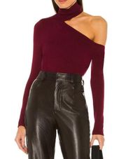 NWT L'AGENCE Nicky Cutout Turtleneck Sweater In Dark Wine