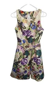 Gabby Skye Floral Sleeveless Vintage Cottagecore Belt Fit & Flare Dress | Size 4