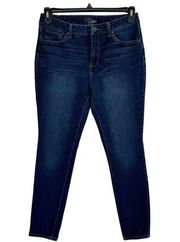 Time And Tru SZ 10 Skinny Jeans Hi-Rise Whiskered Stretch Pockets Dark Wash Blue