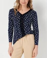 Jason Wu Plus Curve Women’s Floral Lace Navy Blouse - 5X