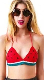 🍉 Watermelon Crochet Bikini Halter Top Beach Swim