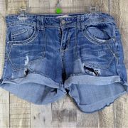 No Boundaries Size 11 Back Embroidered Pockets Rolled Cuff Shorts Distre…