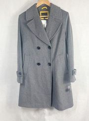 Sam Edelman Double Breasted Wool Blend Coat Lapel Charcoal Gray Size 12