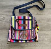 Y2K crossbody mini backpack boho striped colorful purse bag