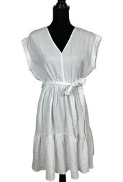 Magaschoni Gauze Ruffle Dress White MEDIUM Organic Cotton Beach Resort Designer