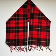 Christian Dior Vintage Red Black Plaid Fringe Scarf