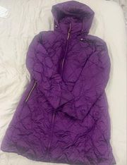 Michael Kors Plum-Purple Quilted Down Puffer Coat Light Weight