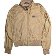 Vtg 1990s Members Only Women's Camel Tan Classic Cafe Racer Zip Up Moto Jacket M