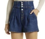 Veronica Beard Jeans Alicia Shorts Women's Size 26 Blue Denim High Waist Buttons