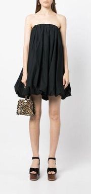 NWT ULLA JOHNSON Poplin Cotton Strapless Balloon Dress Black Sz 8