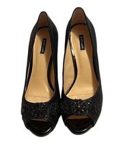 ALEX Marie Black Beaded Leather Pumps