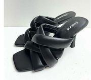 Abound Sandals Womens Size 7.5 Black Square Toe Woven Stiletto Heels New