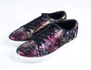 Kenneth Cole Marlow Neutral Floral Metallic Platform Sneaker 6.5 Black Pink Gold