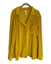 By Anthropologie Mustard Yellow Velvet Button Down Shirt Large