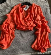 Boutique Long Sleeve Cropped Blouse
