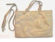 Bill Blass champagne gold leather shoulder bag with detachable strap - Large