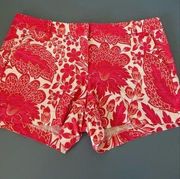 J. Crew womens red/pink printed shorts 4 inch size 12