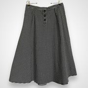 Vintage Skirt A-Line Women Black White Pattern Buttons‎ Mod Non-Stretch