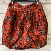 Eva Franco Skirt Size 4 Red Burnt Orange Jacquard Bubble