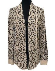 Rachel Zoe Leopard Print Stretch Open Cardigan Size Large