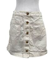 Marine Layer Button Front Jean Denim Mini Skirt Pockets White size 10