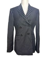 Givenchy Pinstripe Double Breasted Black Blazer Suit Coat Jacket Size 40 Women's