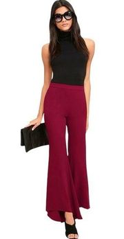 Lulu’s Leg Work Wine Red Wide-Leg Pants