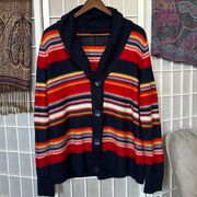 Multicolored Striped Button Cardigan Sweater