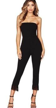 Nookie Fever Fringe Black Strapless Jumpsuit Size Extra Small XS