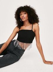 Nasty Gal  Tassel Beaded Trim Cropped Cami Top